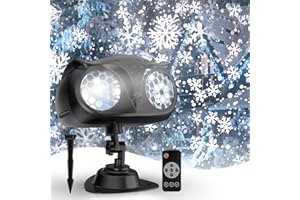 Christmas Projector Lights, NACATIN Water-Resistant Snowflakes Snow Projector Lamp with Remote Control Timer for Indoor Outdoor Xmas Halloween Birthday Party