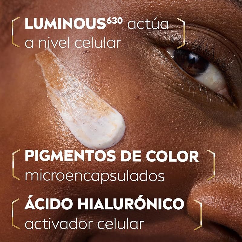 Cellular Luminous630 - Fluido CC Antimanchas SPF30 3-en-1 - CC Cream Triple Acción - Cubre y Reduce las Manchas - Protector Solar Facial con Color - Todo Tipo de Piel - Tono Oscuro - 40 ml