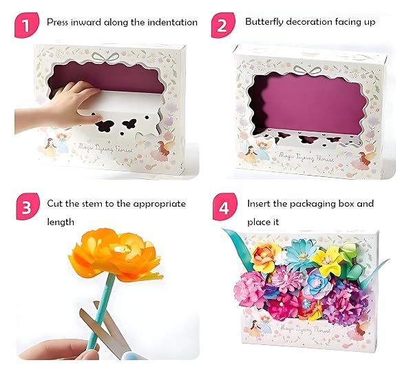 TEHZYORA PAPER FLOWER SCIENCE KITS & CRAFTS FOR GIRLS AGES 8–12 – DIY COLOR-WICKING BLOOMING FLOWERS WITH PRIMARY DYES, STEM ART PROJECT, BOUQUET BOX INCLUDED (PINK)
