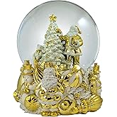150MM Lighted Blowing Musical Golden Santa and Tree Snow Globe by The San Francisco Music Box Company