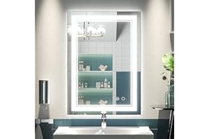 Keonjinn LED Mirror for Bathoom 20 x 28 Inch, Bathroom Mirror with Front Lights, Shatter-Proof Tempered Glass, UL-Listed LED Driver, Anti-Fog, Dimmale 6000K, Easy Installation(Horizontal/Vertical)