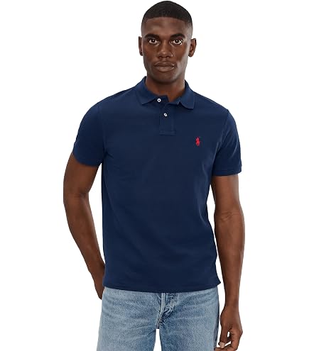 Polo Ralph Lauren Men Classic Fit Mesh Polo Shirt (Large, Black
