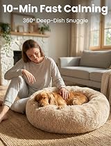 OKPOW Donut Dog Bed Calming Large Washable Plush Round Bed 70cm view 5