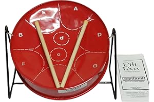 PANLAND Miniature Steelpan (Steel Drum) 10 Inch Diameter 9 Notes with Easy Instructions for Beginners (PITIPAN) - Red