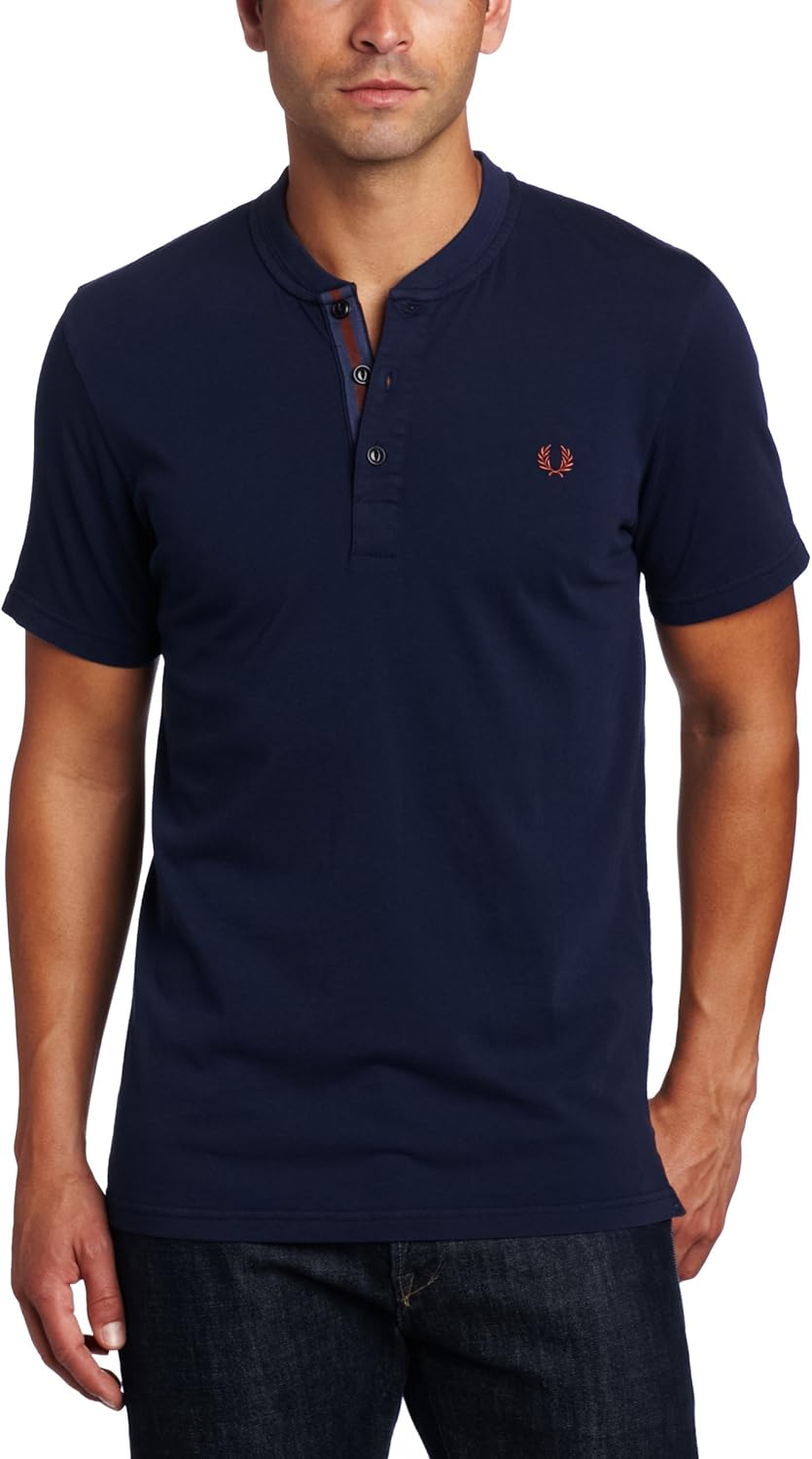 Fred Perry Men's Henley TShirt, Dark Carbon, XSmall at Amazon Men’s Clothing store