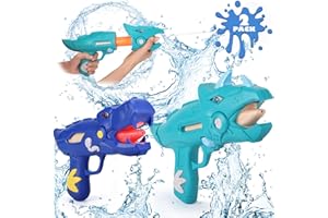 unanscre 2 Pack Dinosaur Water Blaster Soaker Gun for Kids, Dino Pump Action Outdoor Squirt Gun, Long-Range Shooting Water Squirters Toys for Pool/Beach/Yard/Party Play