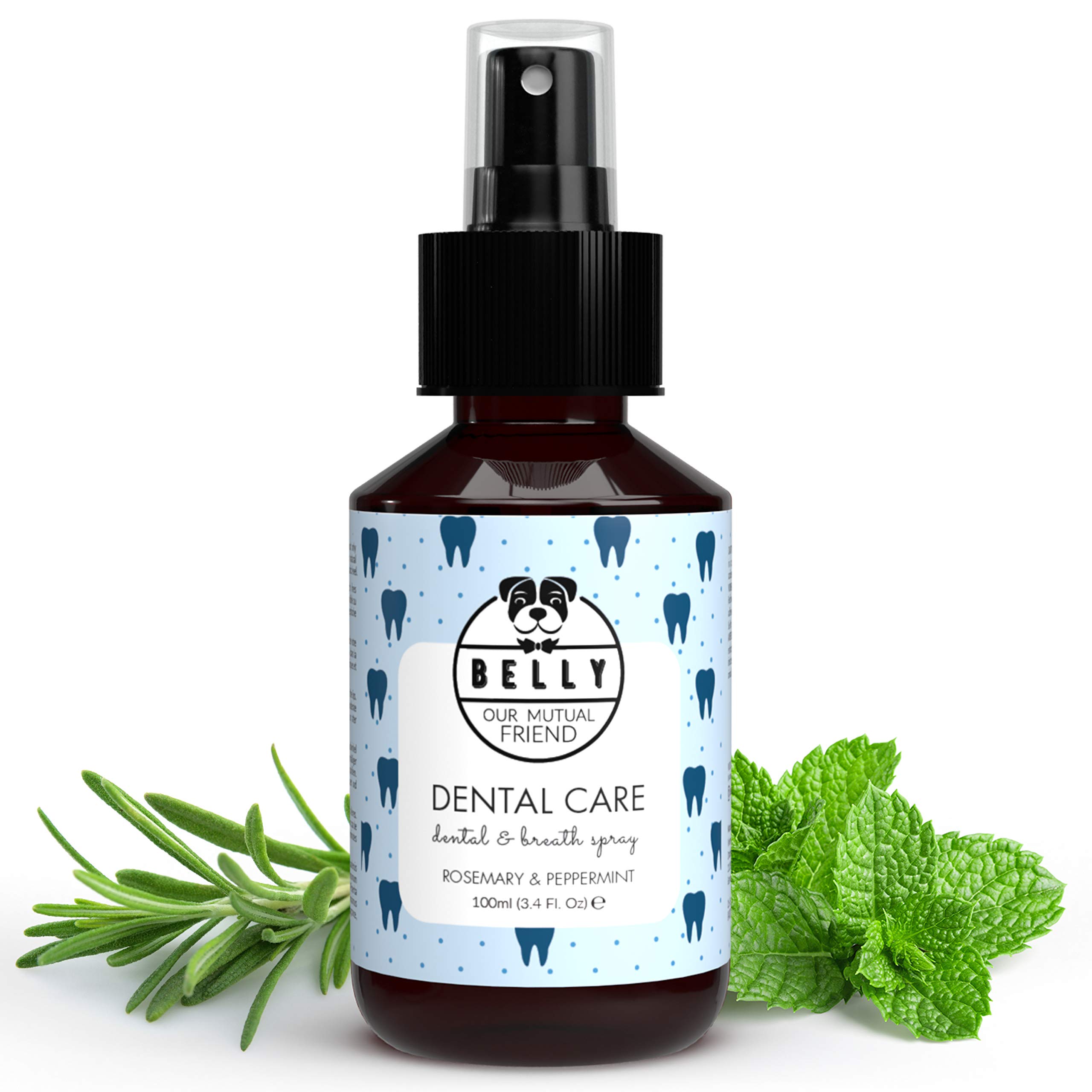 Belly Dental Dog Spray - Dog Breath Freshener & Plaque Remover - Dog Teeth Cleaning Kit, Plaque Removal Bad Breath Treatment For Dogs - Alternative To Dog Chews & Dog Toothpaste, 100ml