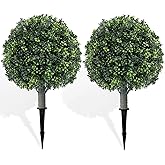 SEDUXI Artificial Boxwood Topiary Ball (2 Pack) - 17" UV Resistant Faux Plants for Outdoor & Indoor, Porch, Garden, Patio Decor - Fake Shrub Bushes with Ground Spike
