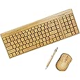 Wireless Bamboo Keyboard and Mouse – Natural, Handmade, Eco-Friendly. Compact Keyboard with 2 Keypads. 3-Button Mouse with Scroll Wheel. Comes with a Wooden Pen by Trio Gato
