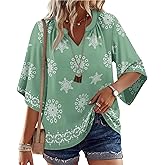 WIHOLL Plus Size Spring Clothes for Women Beach Vacation Cover Ups Clothes Womens Summer Tops Fashion Blouses Dressy Casual St Patricks Day Oversized 3/4 Length Sleeve Tshirts 2026 Shirts Green L