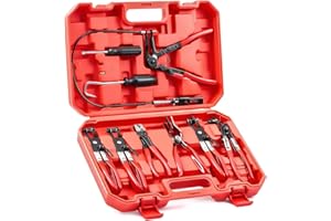 Orion Motor Tech Hose Clamp Pliers, Long Reach Wire Spring Hose Clamp Pliers Remover for Automotive Coolant Radiator Heater and Water Hose with Band Flat or Large Clamps