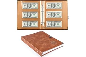 Ettonsun 120 Pockets Currency Paper Money Collection Book Album Dollar Bill Holder Sleeves for Collectors Currency Banknote Stamp Collecting Supplies