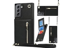Jaorty Crossbody Wallet Case for Samsung Galaxy S21 5G Case with Card Holder,PU Leather Flip Cover Detachable Adjustable Lany