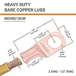 SELTERM 10pcs 2 AWG - 1/2" Stud - Battery