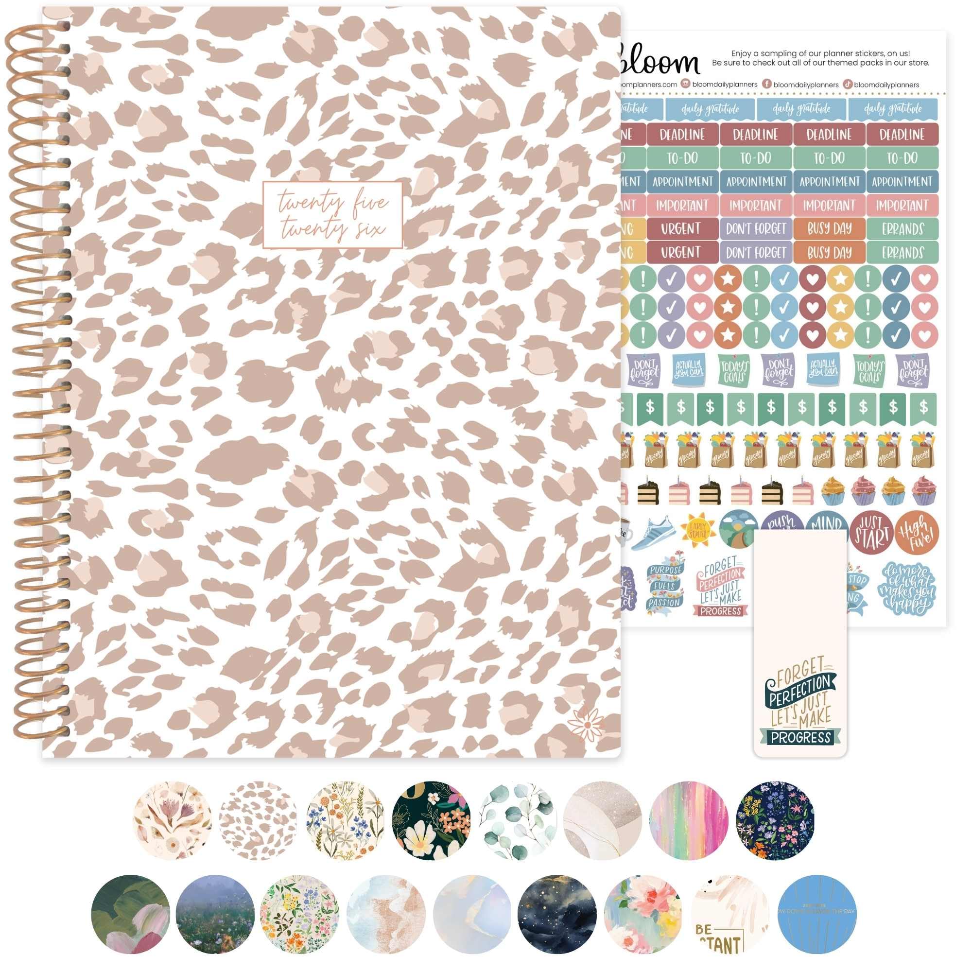 Photo 1 of bloom daily planners 8.5" x 11" Academic Planner 2025-2026 (July 2025 - July 2026) - Weekly & Monthly Dated Agenda Organizer with Stickers & Tabs - Tan Leopard