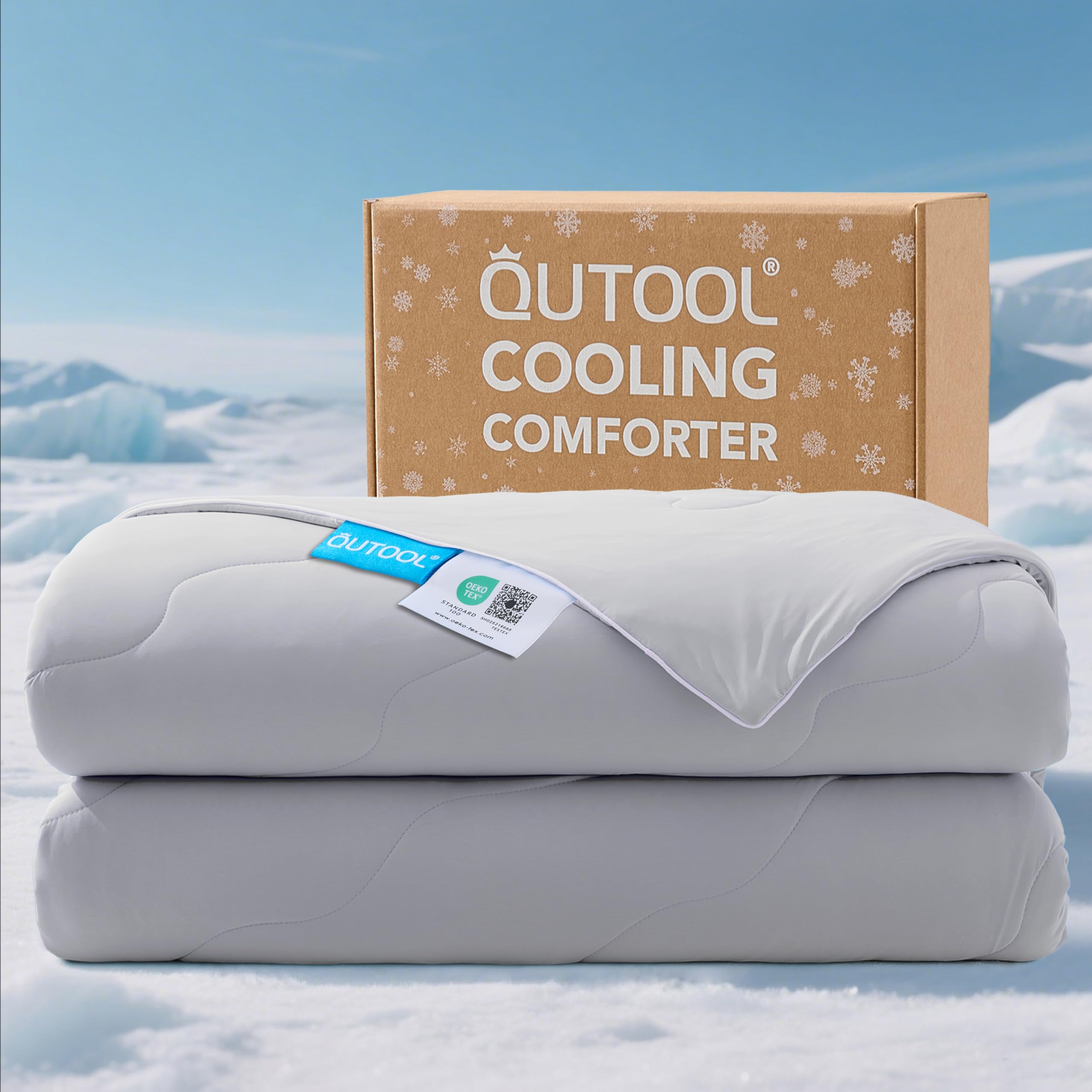Photo 1 of QUTOOL® Cooling Blankets for Hot Sleepers Summer Comforter for Night Sweats Twin Size, Double-Sided Cold Blanket Q-Max>0.4 Tech, All-Season Bedding Lightweight Breathable Comforter Gray 68"x90"