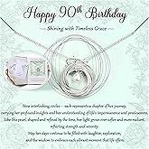 Krfy Birthday Gifts for Women Unique 925 Sterling Silver Necklace with Pearl 1ct Moissanite 30/40/50/60/70/80/90th Birthday Present for Mom Turning 30 40 50 60 70 80 90 Years Old Birthday Card for Her