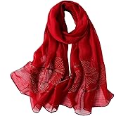 WINCESS.YU Silk Scarf for Women Lightweight Shawls and Wraps for Weddings Fashion Pashmina Shawl Embroidered Scarves