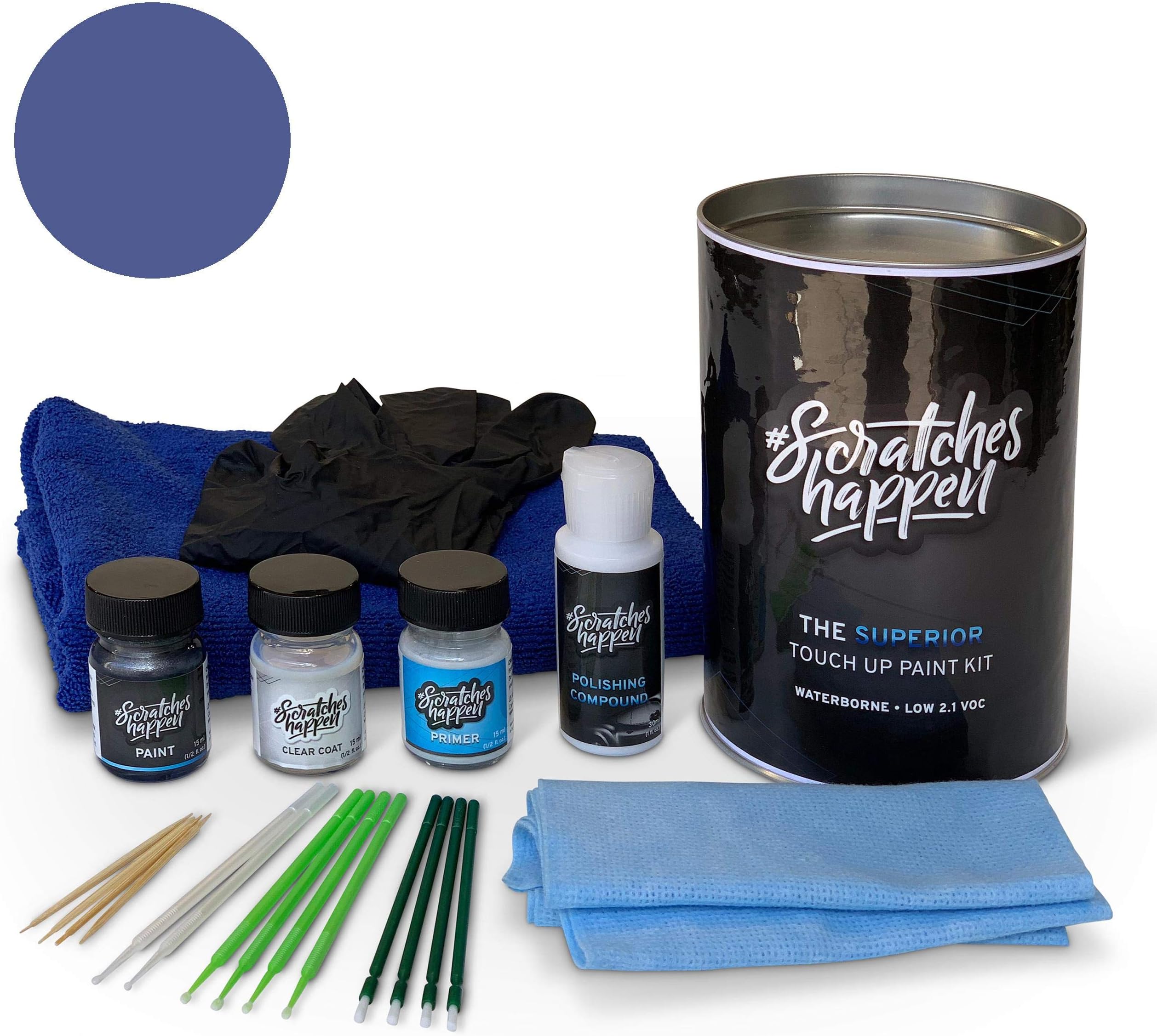 ScratchesHappen Exact-Match Touch Up Paint Kit Compatible with Renault Bleu Cosmos (RPR) - Bottle, Complete