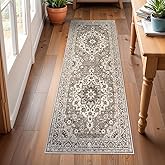 Washable Oriental Hallway Runner Rug - 2x6 Rugs for Living Room Soft Carpet for Bedroom Kitchen Waterproof Floral Distressed Indoor Stain Resistant Non-Shedding Floor Carpets (Beige, 2X6)