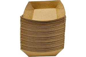 MR. MIRACLE Paper Food Trays, Kraft Paper. Extra Large (5LB). 50 Pack, Disposable, Recyclable Serving Boats.for Condiments, Snacks & Concession Food, Grease Ressistant