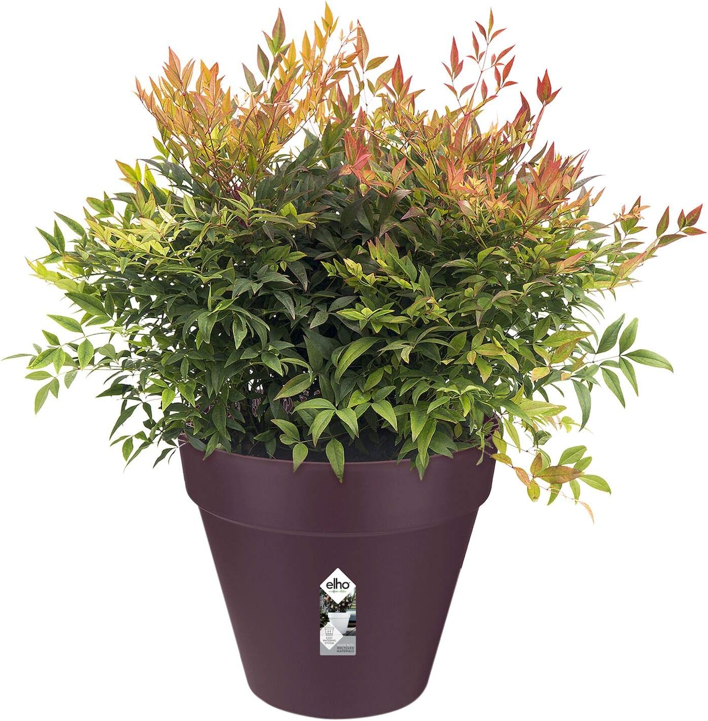 Elho 9203539076400 Loft Urban Round Flower Pot with Wheels, 40cm/15.75", Mulberry Purple