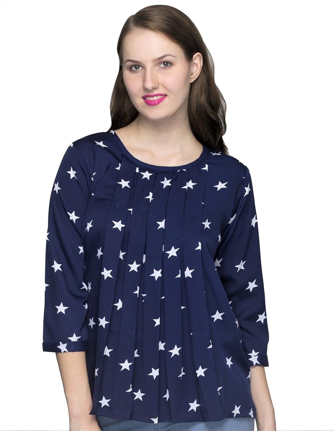 indietoga women's blue star print top (plus size m to 7xl)