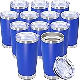 AUWBON 20oz Tumbler Bulk Stainless Steel Tumbler Cup with Lid Vacuum Insulated Double Wall Travel Mug, Durable Powder Coated Travel Coffee Tumbler Mug for Hot & Cold Drinks, Dark Blue,12 Pack