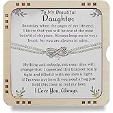 Happy Hamp To My Beautiful Daughter I Love You Always from Dad Or Mom, 925 Sterling Silver Infinity Bracelet with Heart touching card, Birthday Gift,Graduation Gift for Daughter From Parents