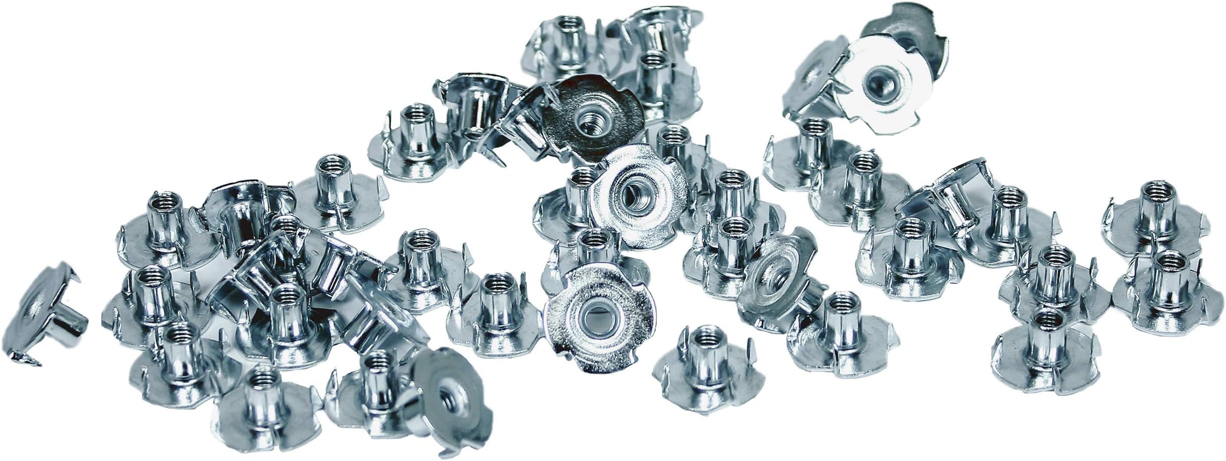TCH Hardware 100 Pack Steel 4 Prong T Nuts 10-32 x 5/16" - Zinc Coated