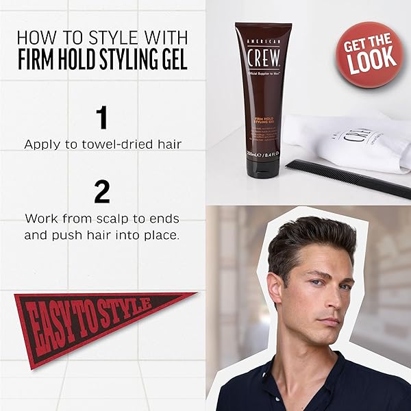AMERICAN CREW MEN’S HAIR GEL, FIRM HOLD, NON-FLAKING STYLING PRODUCT, 13.1 FL OZ