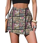 EXLURA Womens Summer Floral Wrap Short Skort Button Side High Waist Asymmetrical Shorts Resort Beach Vacation Boho Mini Skirt