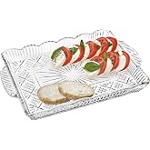 Godinger Serving Tray, Desserts Decor Platter for Appetizers, Snack &amp; Fruit | Dublin Crystal Rectangular Serving Tray, Glass Serving Platter Set, Crystal Tray &amp; Platter, Housewarming Gift, Wedding Gift