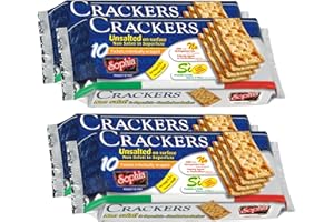 Sophia Cracker Italian Unsalted 8.8oz (4-pack) | Premium No Salt Crackers | Unsalted Crackers for Cheese Boards & Pantry | Club-Style with Crisp Crunch | Pantry Staples Snack