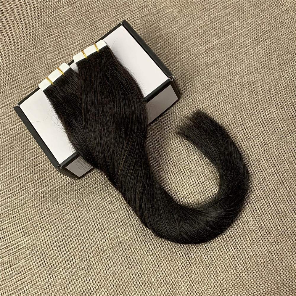 Komorebi #1B Natural Black-16Inch Tape in Human Hair Extensions 20pcs 30g Straight Human Hair Seamless Skin Weft Extensions 100% Human Hair