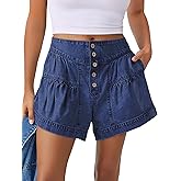 ANRABESS Women's Denim Shorts Summer Baggy High Waisted Flowy Wide Leg Buttons Pleated Casual Jean Shorts 2026 Fashion Skorts