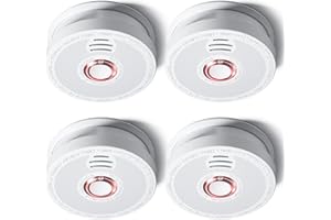 SITERWELL SITERLINK Smoke Detectors Battery Operated, Smoke Alarm with Test-Silence Button, Photoelectric Sensor Fire Alarms Smoke Detectors with LED Lights, UL Listed Fire Alarm for House, GS528A, 4 Packs