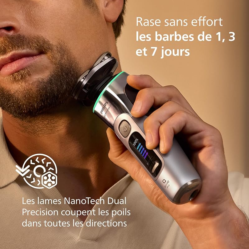 Rasoir i9000 Prestige Ultra, rasoir électrique 100% étanche, technologie Skin IQ Pro, système Triple Lift & Cut, lames de précision NanoTech rotatives 360, 5 modes de rasage, XP9404/38