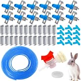 Rabbit Watering Kit, Dispenser &amp; Watering System 32ft ID 5/16" Hose | Upgraded 12 Nipple Drinkers, 32ft Odorless 5/16" Hose, Barb to G1/2" Adapter, Bucket Connector, Easy Install, Durable ﻿ 