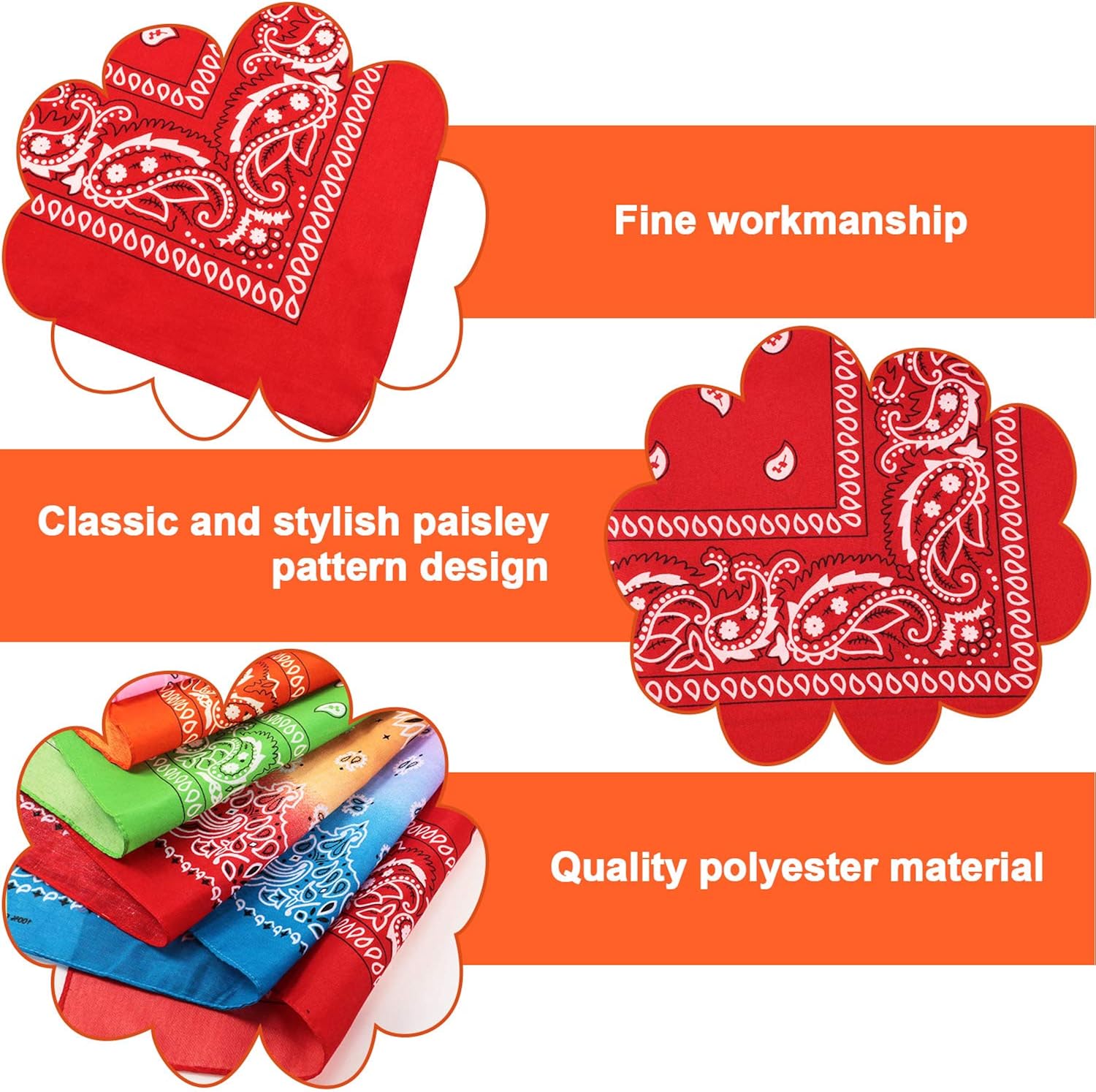 24 Pieces Paisley Head Bandanas Novelty Gradient Bandana Colorful Print Cowboy Scarf Head Wrap Scarf Assorted Styles Headband Handkerchief for Women Men Favors, 22 x 22 Inch: Clothing