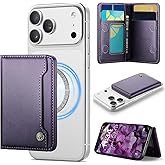 Vinich for MagSafe Wallet Magnetic RFID Blocking Card Holder Compatible with MagSafe Phones and Cases, Strong Magnet Minimalist Phone Wallet for iPhone 17/16/15/14/13/12/ Pro/Max/Plus, Purple
