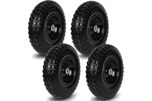 Taifa 4 PCS 13 Inch Rubber Solid Flat Free Replacement Tires and Wheels 4.00-6 with 5/8'' Axle Bore Hole, Air Less Wheel for Wheelbarrow/Wagon/Hand Truck/Trolley/Garden Scooter etc.