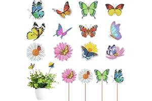 Yanpoake Butterfly Diamond Painting Kits 12 PCS, Diamond Art Kit Garden Stakes for Garden Decor DIY Crafts Kits for Adults Women Kids
