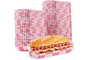 YYBD 300Pcs Hot Dog Trays Disposable Hot Dog Holder Red White Buffalo Plaid Checkered Food Tray Paper Hotdog Fluted Boats 5.5