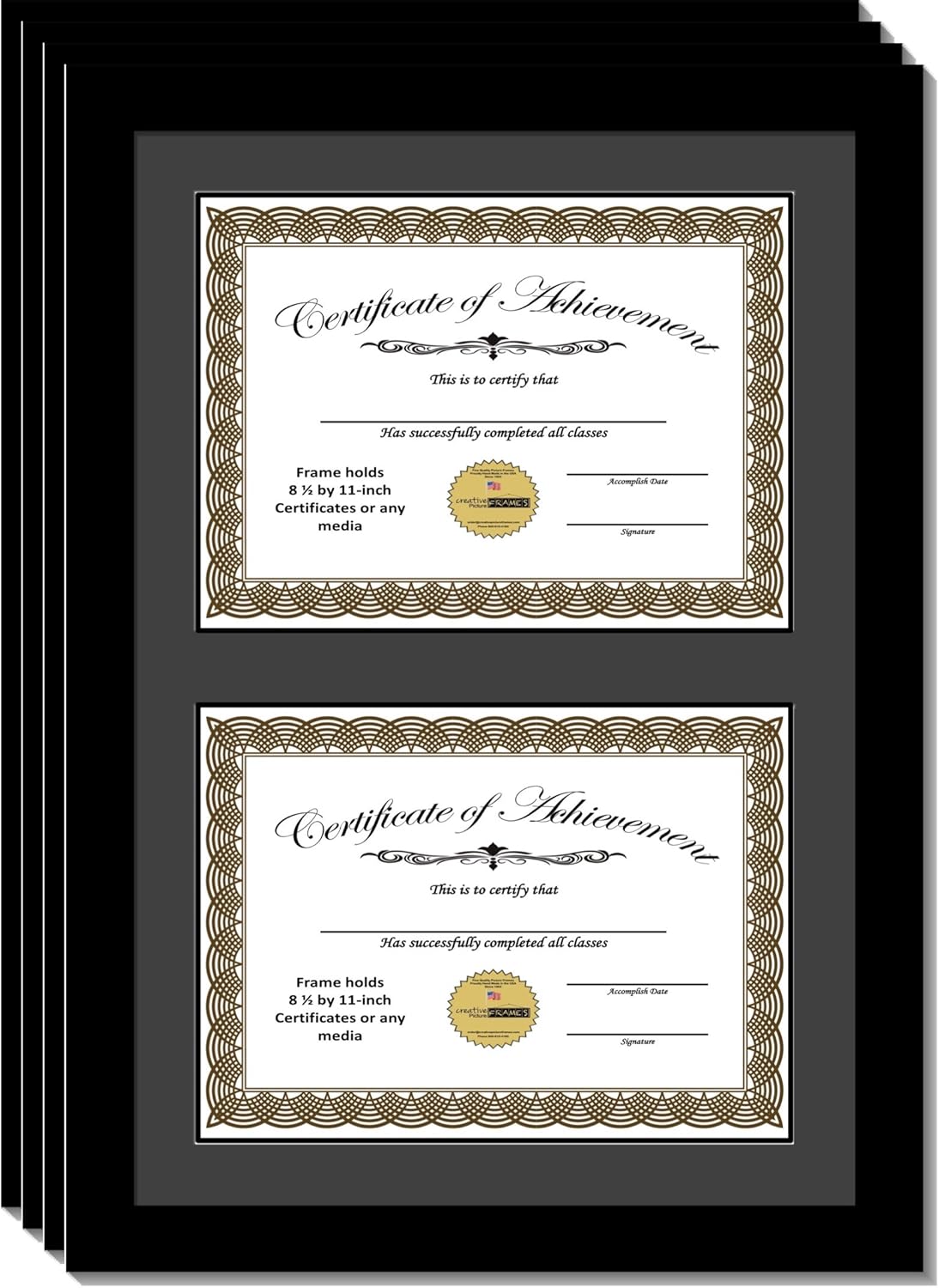 Creative Picture Frames 14"x20" Black Double Diploma Frame