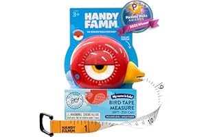 Handy Famm 8Ft Animal Shaped Kids Tape Measurer, Fun Level and Protractor Angle Finder, Educational Children's Tools, Small Measuring Tapes for Learning Early Math Skills, Ages 3 and up, Red Bird