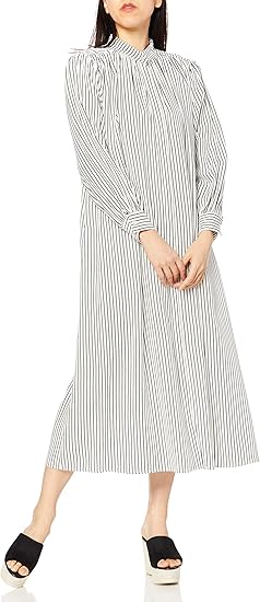 Amazon フレイ アイディー ギャザーロングシャツワンピース Fwfo レディース Stripe F ワンピース チュニック 通販