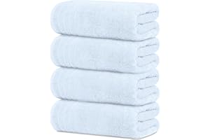 Tens Towels Pack of 4 Extra Large Bath Towels 30 x 60 Inches, 100% Cotton, Larger & Lighter, Quicker to Dry, Lighter Weight, Super Soft and Absorbent, Perfect Bathroom Towels (Sky Blue)