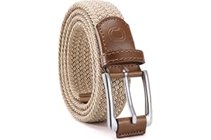 CHAOREN Mens Stretch Belt - 1 3/8" Elastic Braided Golf Belt for Men - Stretchy Web Fit Summer Casual Jeans