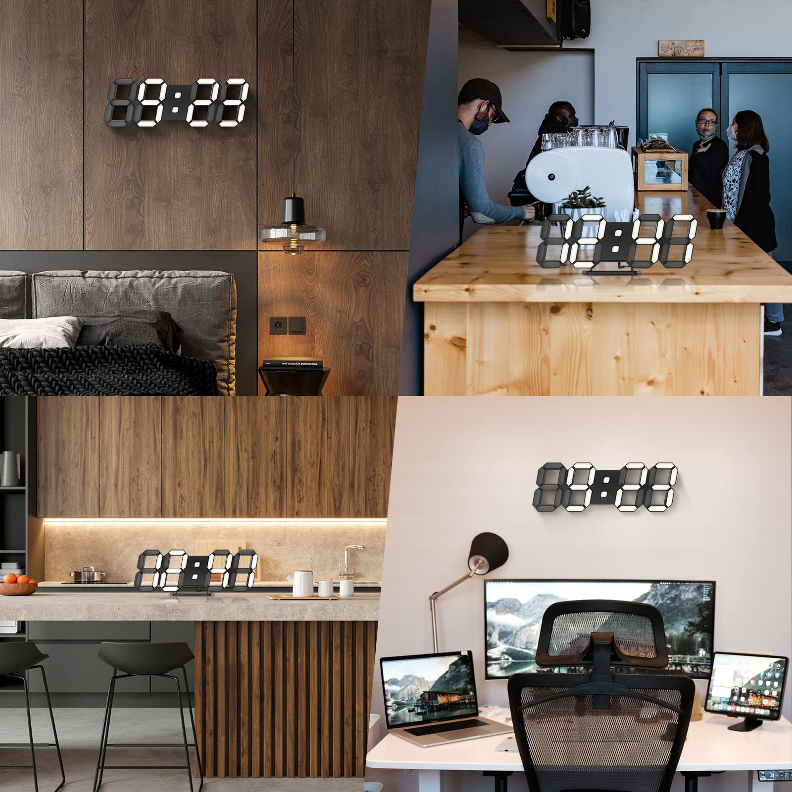 HOME 3D LED Clock Desk Alarm Clock